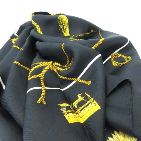 【美品】エルメス カレ９０ クリップス ブラック ゴールド スカーフ ストール エルメス HERMES カレ90 スカーフ ストール CLIPS クリップス