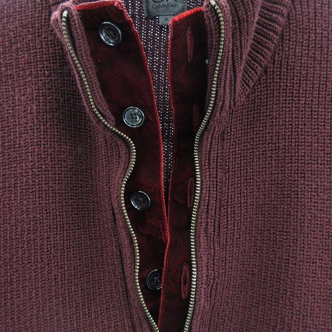 カルバンクラインシーケー Calvin Klein C K ハーフジップセーター レイヤードニット 長袖 赤紫系 エンジ M メンズ 122 ベクトルパーク