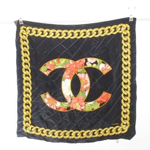 シャネル CHANEL スカーフ ココマーク シルク100％ カメリア 大判 CC 