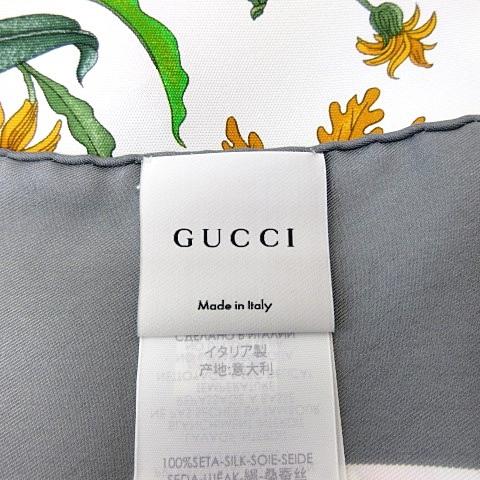 未使用品 グッチ GUCCI タグ付き シルクスカーフ フローラ 花柄 昆虫  