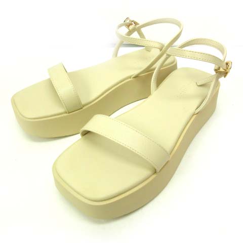 未使用品 Camille Bis Randa ランダ フレアソールストラップサンダル ウェッジヒール Cs クリーム アイボリー M 約23 5cm レディース 122 ベクトルパーク