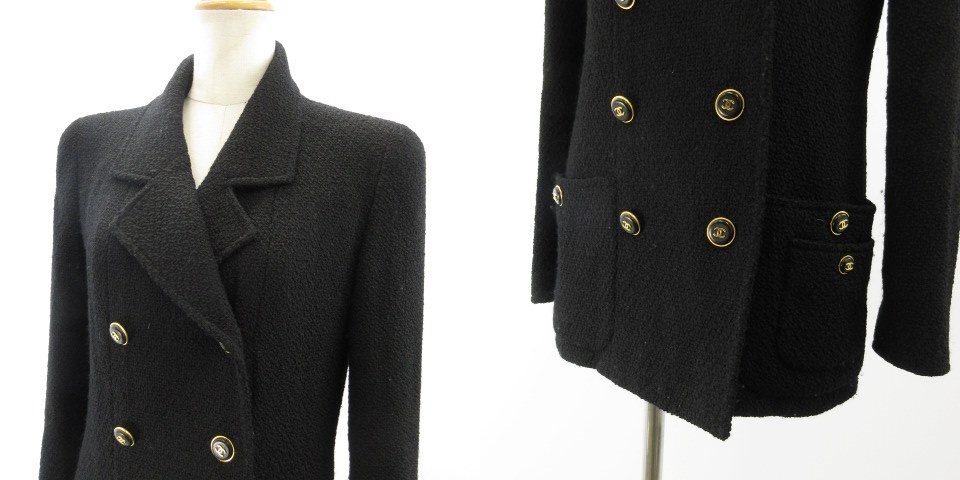 95A ツイード ジャケット ココマーク ボタン ヴィンテージ 美品 44  