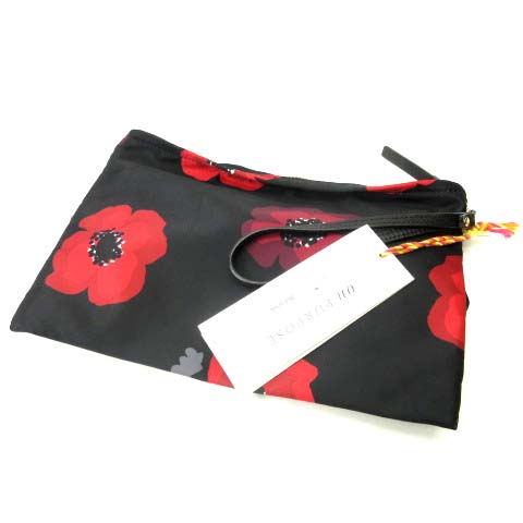 未使用品 ケイトスペード KATE SPADE ポーチ 花柄 リボン ナイロン  