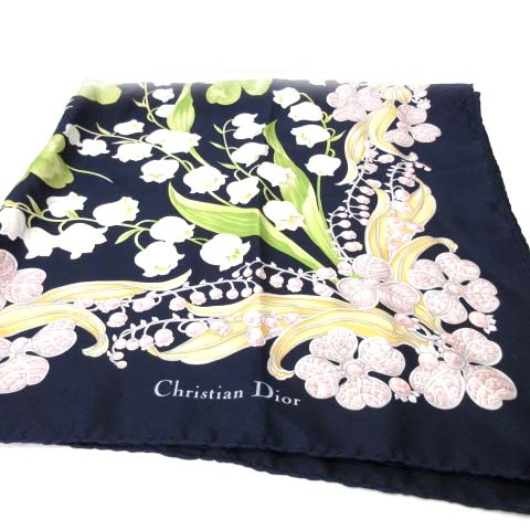 クリスチャンディオール Christian Dior スカーフ ストール シルク 花 