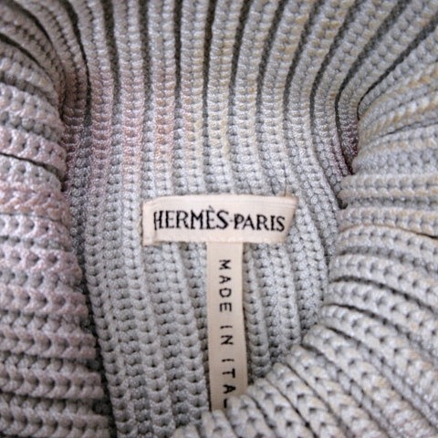 HERMES エルメス マルジェラ期 レーヨン混 ハイネック ノースリーブ ニット セーター グレー レディース HERMES - HERMES エルメス マルジェラ期 レーヨン混 ハイネック