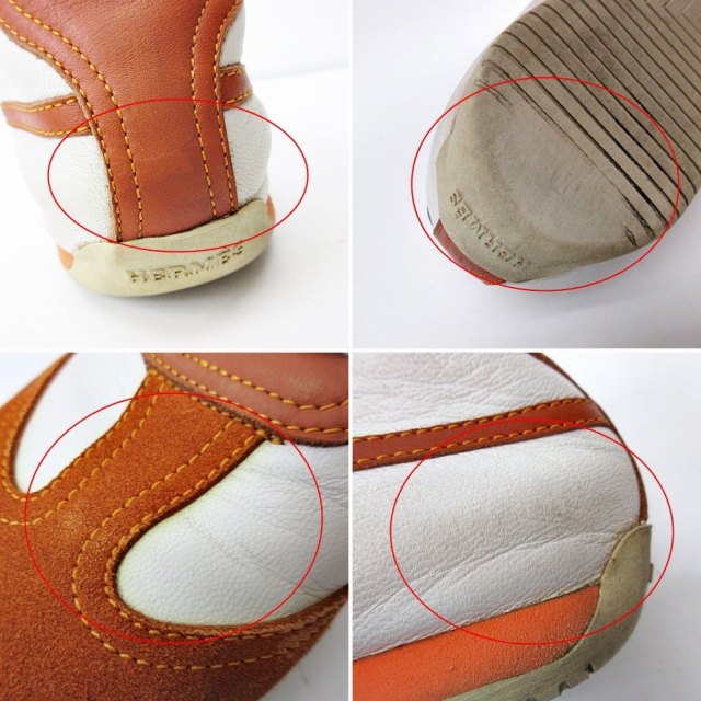 エルメス HERMES クイック レザー スニーカー Hロゴ パンチング  