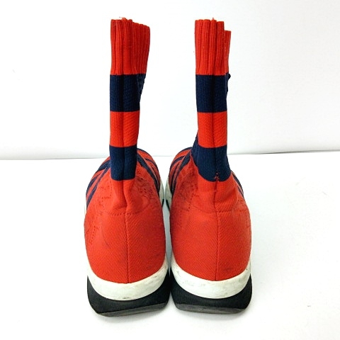 フェンディ FENDI ソックススニーカー ボーダー レースアップ レッド 