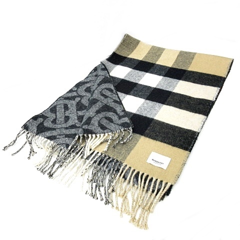 バーバリー BURBERRY 極美品 カシミヤ100％ マフラー TBモノグラム  