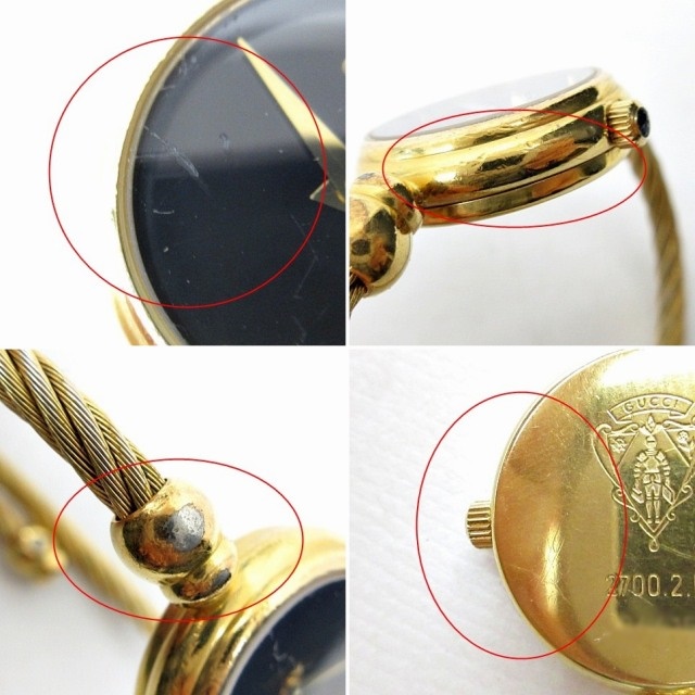 美品　GUCCI 時計 2700L ゴールド 黒文字盤 バングルウォッチ 美品 GUCCI 時計 2700L ゴールド 黒文字盤 バングルウォッチ