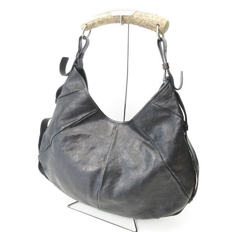 イヴサンローランリヴゴーシュ YVES SAINT LAURENT rive gauche ワンショルダーバッグ モンバサ 95363 レザー 鹿角 ディアホーン イタリア製 ブラック 黒 レディース 通販サイトの激安商品 イブ サンローラン リブゴーシュ モンバサバック ハンドバッグ