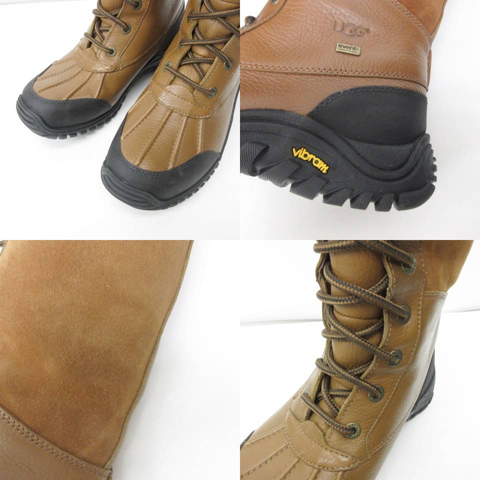 アグ UGG レザー×ムートン ロングブーツ 防水 スエード ボア レース 
