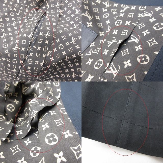 ルイヴィトン LOUIS VUITTON マッキントッシュ ゴム引きコート 撥水 裏地モノグラム 黒 ブラック 34 約S スコットランド製 IBO22 レディース