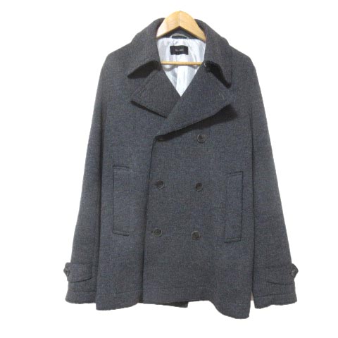 ブルーワーク Blue Work コート Pコート ピーコート ウール 灰 グレー 2 Mサイズ相当 背抜き Ibo23 X メンズ 122 ベクトルパーク