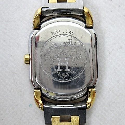 稼働エルメスラリークオーツ腕時計メンズゴールド×シルバー