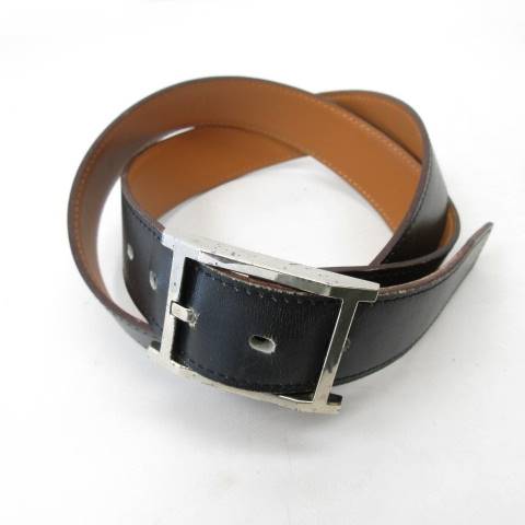 エルメス HERMES レザー ベルト シルバーバックル シルバー金具 