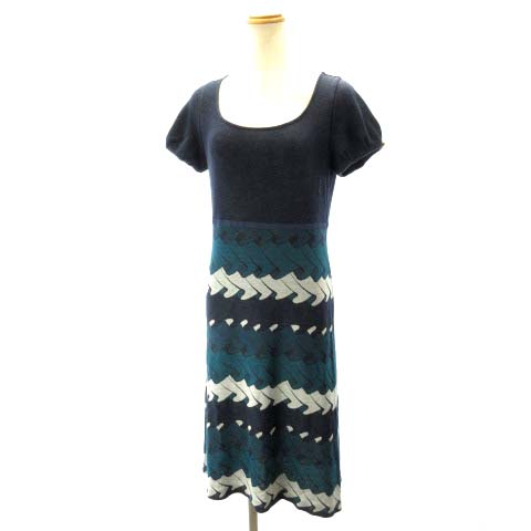 ロベルタディカメリーノ Roberta Di Camerino ワンピース パフスリーブ 半袖 紺 ネイビー グリーン 9 約m Ibo25 レディース 122 ベクトルパーク