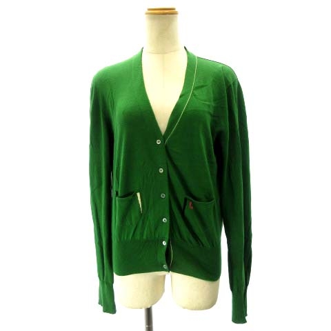 未使用✨現行ボックスタグ　ポールスミス Vネックカーディガン　長袖　グリーン　M ポールスミス PAUL SMITH Vネックニットカーディガン 長袖 緑