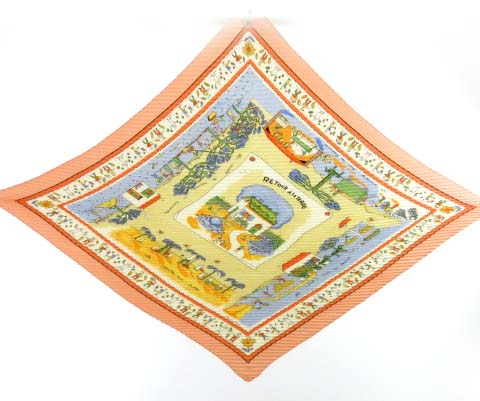 エルメス HERMES カレ プリーツスカーフ 故郷に帰る シルク