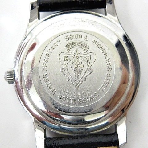グッチ GUCCI 腕時計 5500L ウォッチ デイト クオーツ シルバー文字盤  