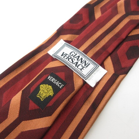 ジャンニヴェルサーチ ヴェルサーチェ GIANNI VERSACE ネクタイ レギュラータイ メデューサ シルク 赤 レッド オレンジ メンズ
