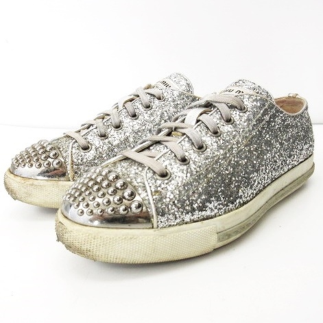 ミュウミュウ miumiu ローカットスニーカー グリッター 5E8482  