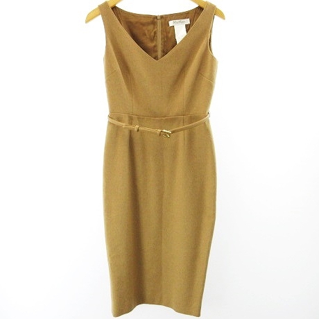 マックスマーラ MAX MARA 美品 キャメル100% タイトワンピース ドレス 購入ファッション マックスマーラ キャメル ワンピース ひざ丈ワンピース