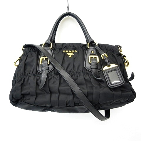 プラダ PRADA 2WAY ギャザー ハンドバッグ ショルダー BN1407 ナイロン 