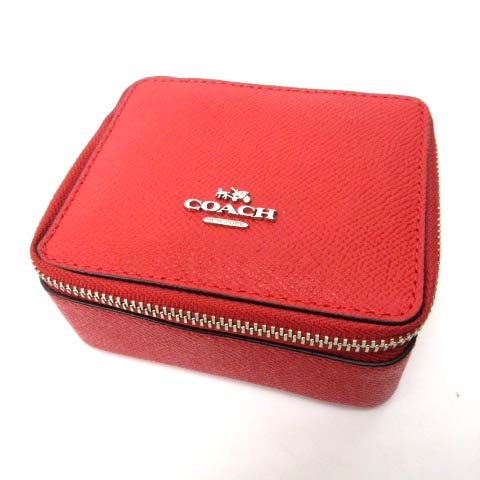 コーチ COACH スクエア ポーチ 小物入れ レザー ジップ ジュエリー 