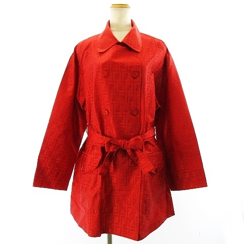 フェンディ FENDI 365 美品 ズッカ柄 ロゴ ダブル トレンチ コート  