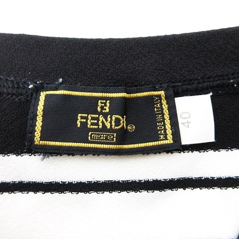 フェンディ FENDI MARE 美品 ストライプ ズッカ柄 Vネック Tシャツ 