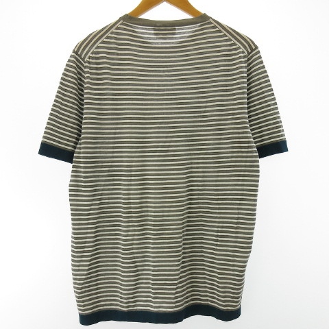 エルメス HERMES 細幅 ボーダー ストライプ柄 コットン ニット Tシャツ 