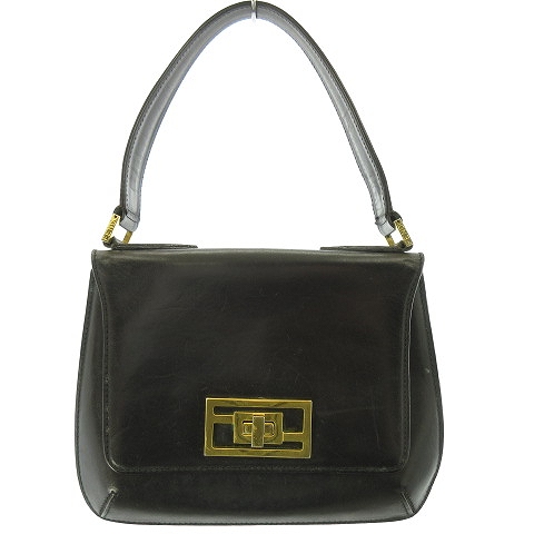 フェンディ FENDI レザー ロゴ金具 ターンロック ショルダー