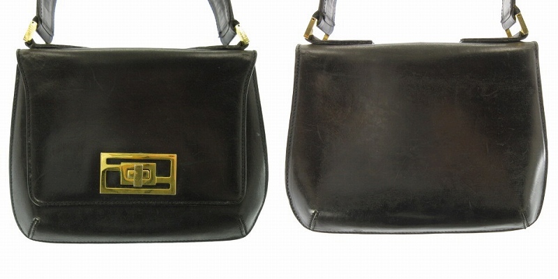 フェンディ FENDI レザー ロゴ金具 ターンロック ショルダー 