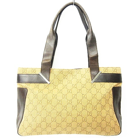 グッチ GUCCI GGキャンバス × レザー 切替 トート ハンドバッグ 鞄 