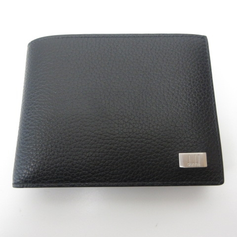 ダンヒル dunhill 美品 二つ折り財布 ウォレット レザー シボ革 ロゴ 