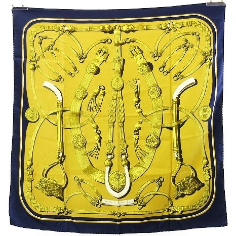 エルメス HERMES GAUCHO PAR HERMES PARIS 装飾馬具 シルク100％ カレ 