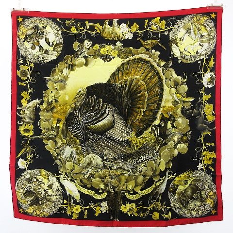 エルメス HERMES シルク100％ カレ90 FAUNE ET FLORE DU TEXAS 