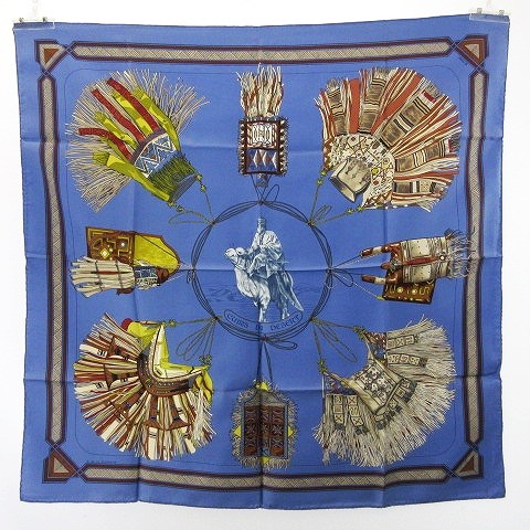 未使用品 エルメス HERMES シルク100％ カレ90 CUIRS DU DESERT 砂漠の  