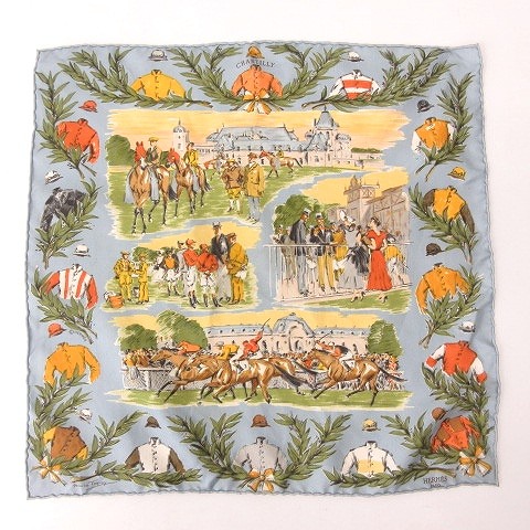 エルメス HERMES カレ45 プチカレ CHANTILLY 競馬場 スカーフ シルク  