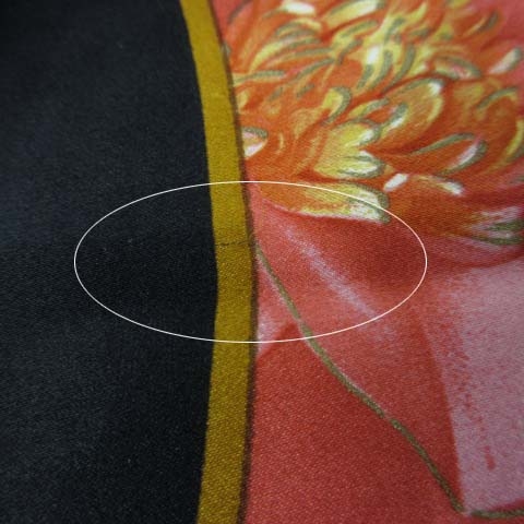 シャネル CHANEL スカーフ シルク ココマーク チェーン 花柄 黒