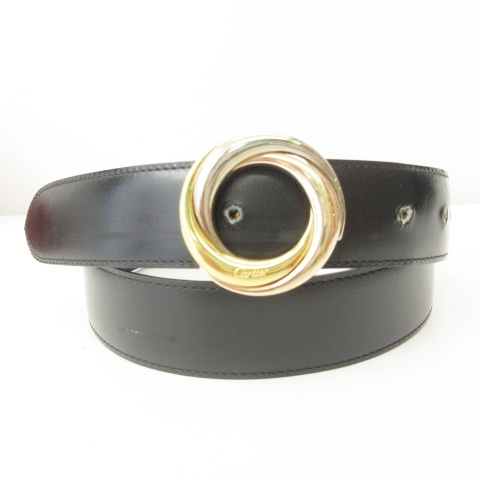 カルティエ Cartier トリニティ レザー ベルト ゴールド金具 ピン 
