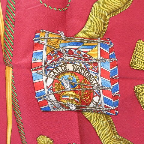 エルメス HERMES カレ90 スカーフ LES TAMBOURS タンブールの太鼓 赤