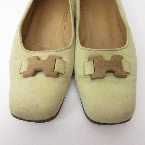 エルメス HERMES パンプス ローファー スウェード Hロゴ ベージュ 34 1 