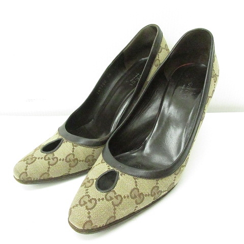 グッチ GUCCI パンプス ハイヒール GGキャンバス ロゴベージュ 