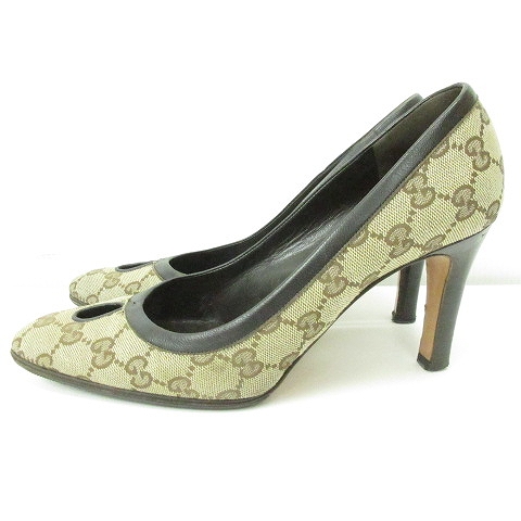 グッチ GUCCI パンプス ハイヒール GGキャンバス ロゴベージュ 