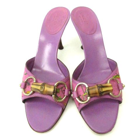 グッチ GUCCI サンダル ミュール フローラ 花柄 ホースビット バンブー 