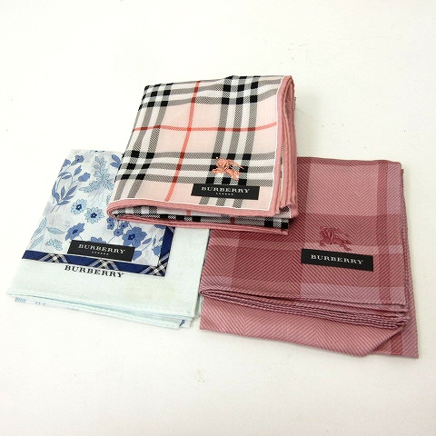 未使用品 バーバリー BURBERRY ハンカチ 3枚セット ロゴ ノバチェック 
