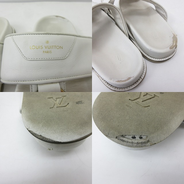 ルイヴィトン LOUIS VUITTON サンダル ホワイト レザー ゴールド金具 