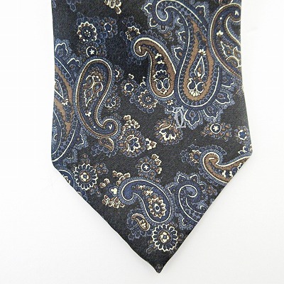 【美品】バーバリーブラックレーベル ネクタイ ネイビー ペイズリー柄 高級 バーバリーブラックレーベル ペイズリー柄ネイビー シルク