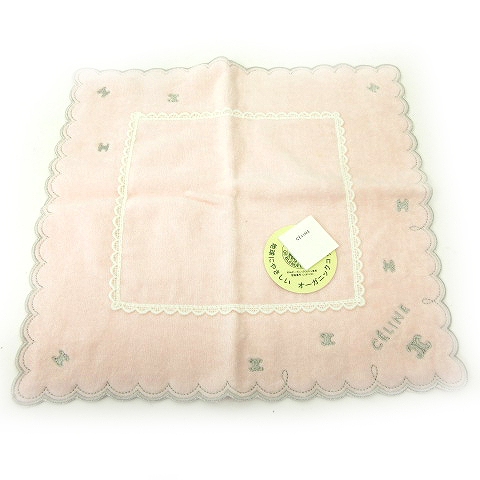 未使用品 セリーヌ CELINE タグ付き ハンカチ 2枚セット タオル レース